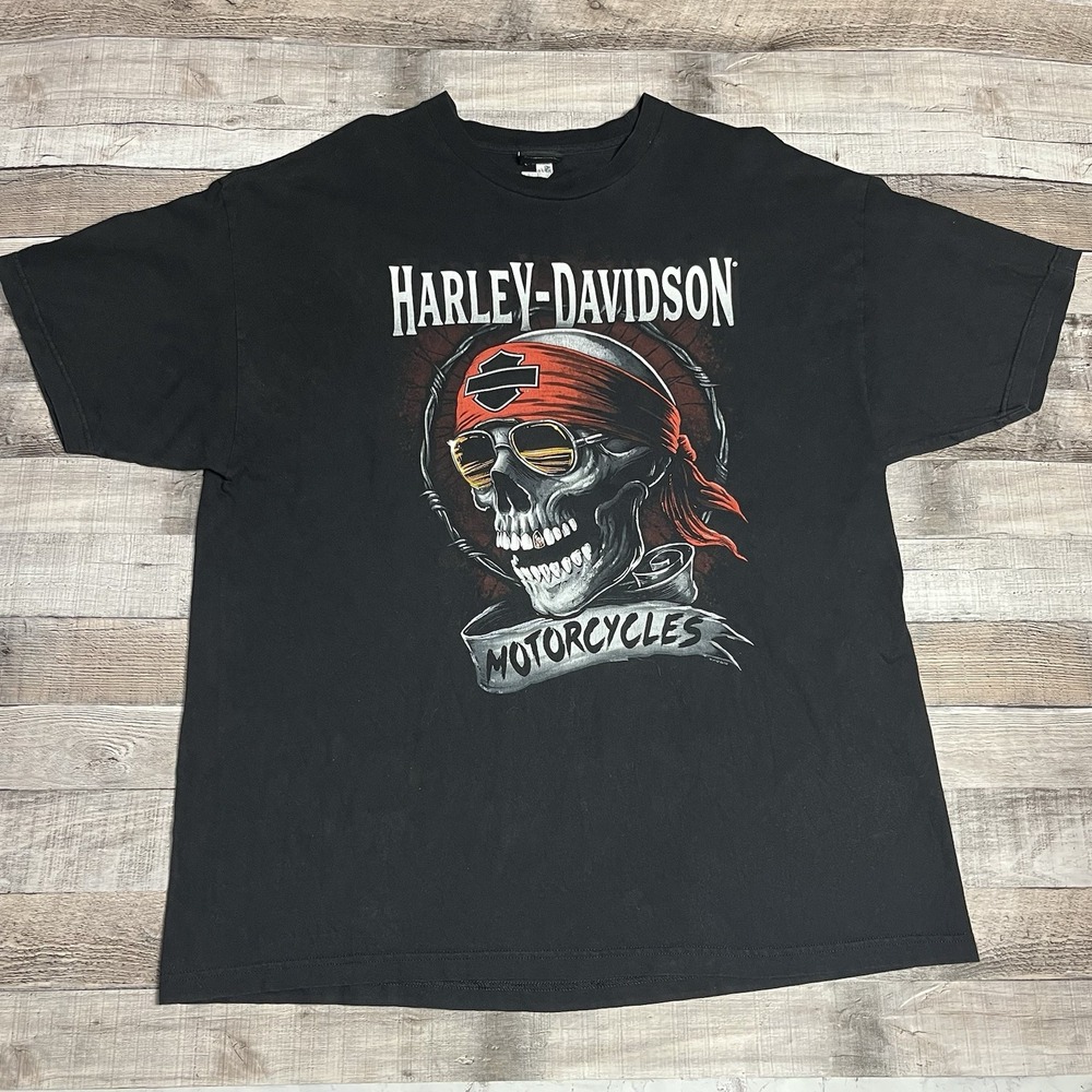 Harley Davidson Shirt Size 2XL Black Crystal Lake Motorcycle Biker Tee